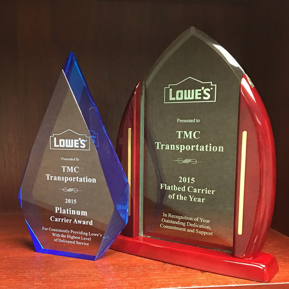 who won flatbed carrier of the year lowes platinum gold level award freight