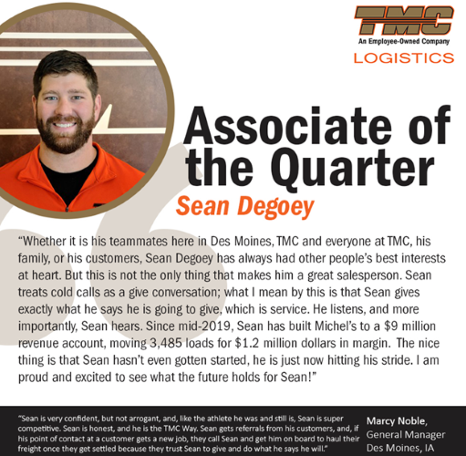 Logistcs Association of the Quarter: Sean Degoey