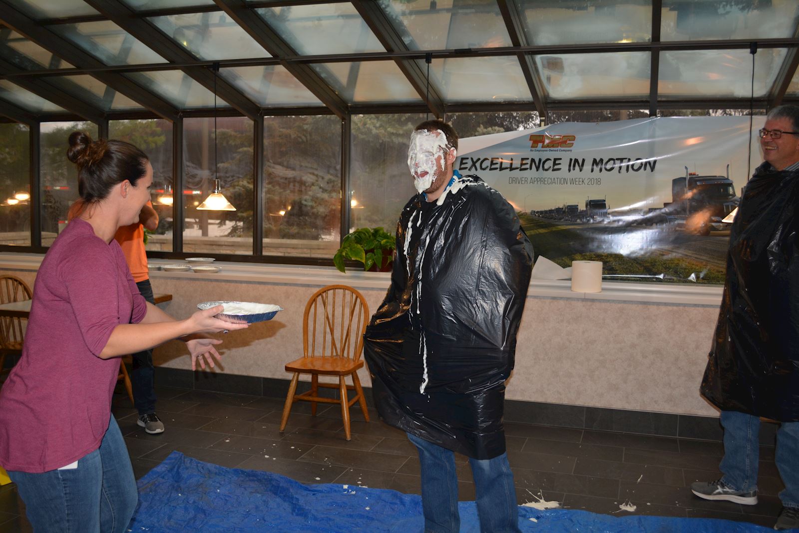 food drive pie in the face