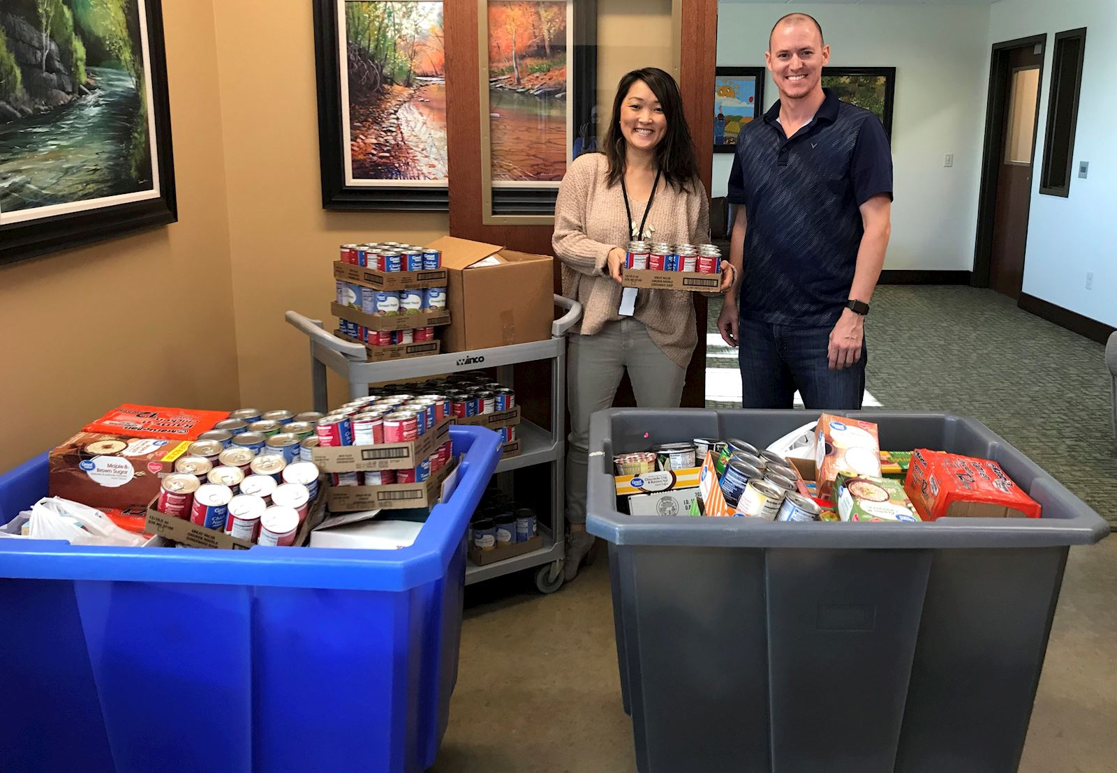 food drive bentonville non-perishable collecting donations office contest employee