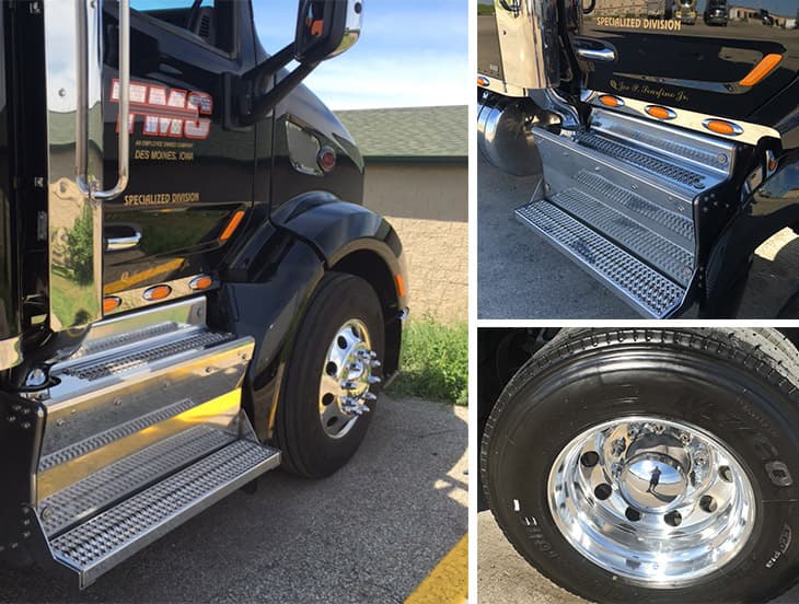 equipment, tmc, flatbed, peterbilt, latest model, top of the line, truck driving